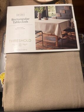 Threshold Rectangular Tablecloth 60 x 104 in Beige 8-10 seats